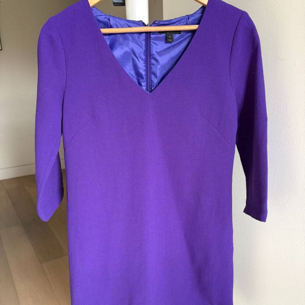 J.Crew Purple Wool Shift Dress | Size 2 | Lined